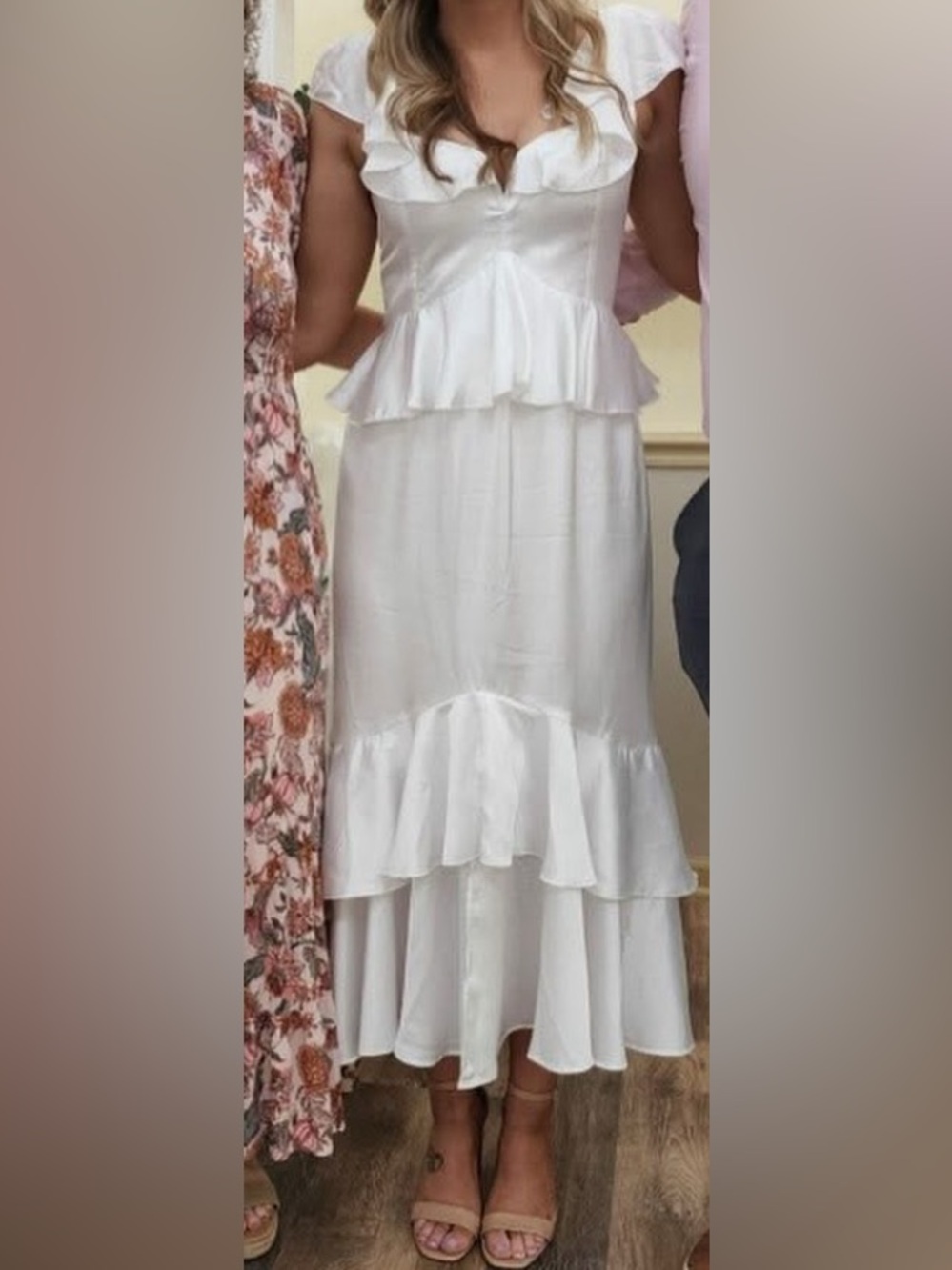 Show Me Your MuMu White Ruffled Midi Dress